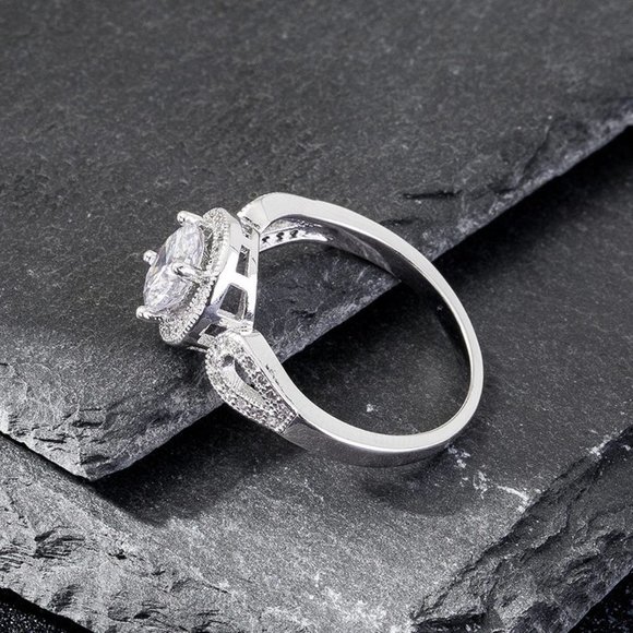 🎁Stylish Saudi Arabia White Gold Round Cut Ring for Women, MARR9360 - Picture 5 of 5